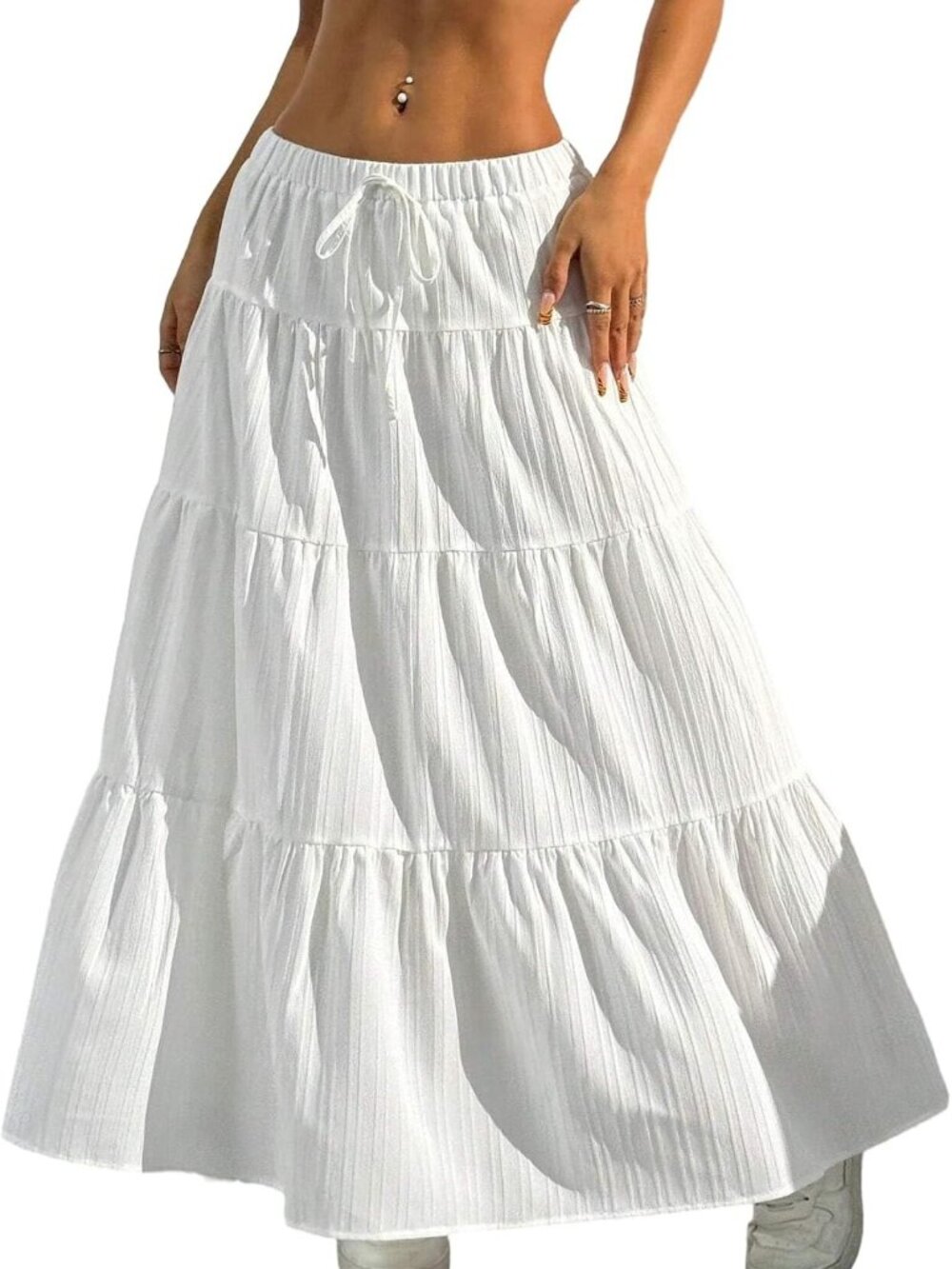 Boho Maxi Skirt for Women | Long Flowy Ruffle High Waist | Trendy & Comfortable